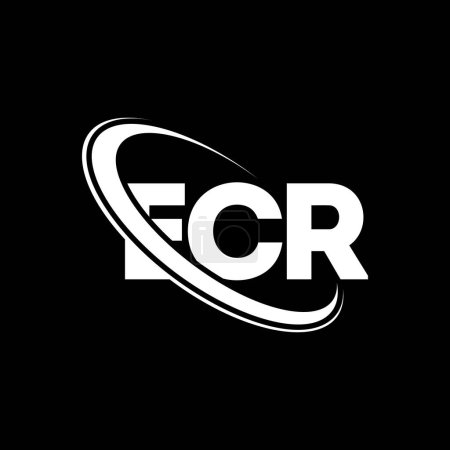 Illustration for ECR logo. ECR letter. ECR letter logo design. Initials ECR logo linked with circle and uppercase monogram logo. ECR typography for technology, business and real estate brand. - Royalty Free Image