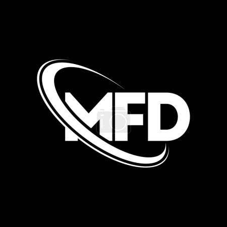 Illustration for MFD logo. MFD letter. MFD letter logo design. Initials MFD logo linked with circle and uppercase monogram logo. MFD typography for technology, business and real estate brand. - Royalty Free Image