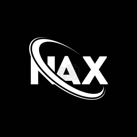 Illustration for NAX logo. NAX letter. NAX letter logo design. Initials NAX logo linked with circle and uppercase monogram logo. NAX typography for technology, business and real estate brand. - Royalty Free Image