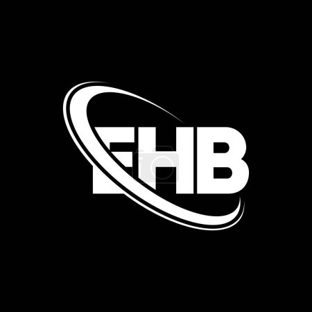 Ilustración de Logotipo EHB. Carta EHB. Diseño del logotipo de la letra EHB. Logotipo inicial de EHB vinculado con el logotipo del círculo y del monograma en mayúsculas. Tipografía EHB para marca tecnológica, empresarial e inmobiliaria. - Imagen libre de derechos
