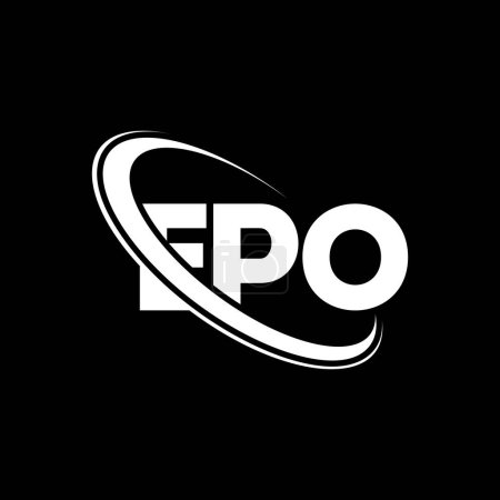 Ilustración de Logo de EPO. Carta EPO. Diseño del logotipo de la letra EPO. Inicial logo EPO vinculado con círculo y logo monograma en mayúsculas. Tipografía EPO para marca tecnológica, empresarial e inmobiliaria. - Imagen libre de derechos