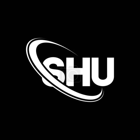 Illustration for SHU logo. SHU letter. SHU letter logo design. Initials SHU logo linked with circle and uppercase monogram logo. SHU typography for technology, business and real estate brand. - Royalty Free Image