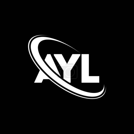 Ilustración de AYL logo. AYL letter. AYL letter logo design. Initials AYL logo linked with circle and uppercase monogram logo. AYL typography for technology, business and real estate brand. - Imagen libre de derechos