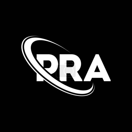 Illustration for PRA logo. PRA letter. PRA letter logo design. Initials PRA logo linked with circle and uppercase monogram logo. PRA typography for technology, business and real estate brand. - Royalty Free Image