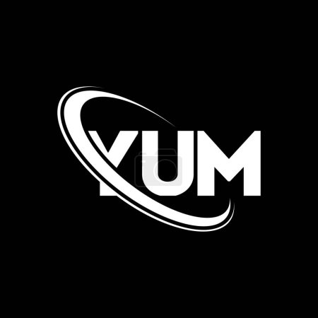 Illustration for YUM logo. YUM letter. YUM letter logo design. Initials YUM logo linked with circle and uppercase monogram logo. YUM typography for technology, business and real estate brand. - Royalty Free Image