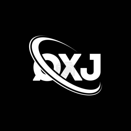 Ilustración de Logo de QXJ. Carta QXJ. Diseño del logotipo de la letra QXJ. Inicial logo QXJ vinculado con círculo y logo monograma en mayúsculas. Tipografía QXJ para marca tecnológica, empresarial e inmobiliaria. - Imagen libre de derechos