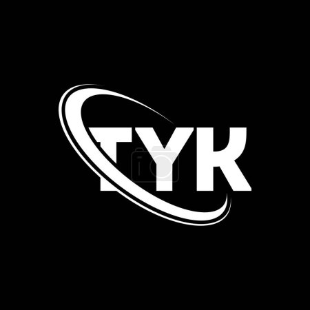 Illustration for TYK logo. TYK letter. TYK letter logo design. Initials TYK logo linked with circle and uppercase monogram logo. TYK typography for technology, business and real estate brand. - Royalty Free Image