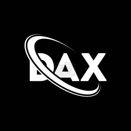 Ilustración de Logo DAX. Carta DAX. Diseño del logotipo de la letra DAX. Inicial logotipo DAX vinculado con el círculo y el logotipo monograma en mayúsculas. Tipografía DAX para marca tecnológica, empresarial e inmobiliaria. - Imagen libre de derechos