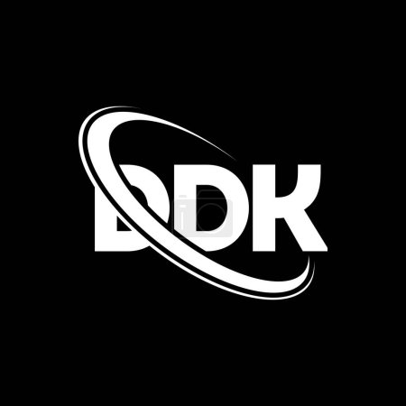 Illustration for DDK logo. DDK letter. DDK letter logo design. Initials DDK logo linked with circle and uppercase monogram logo. DDK typography for technology, business and real estate brand. - Royalty Free Image