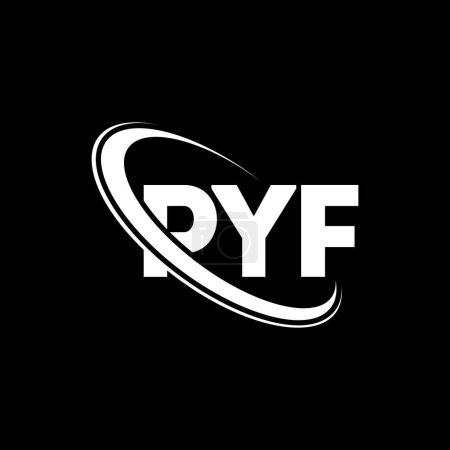 Ilustración de Logo PYF. Carta de PYF. Diseño del logotipo de la letra PYF. Inicial logotipo PYF vinculado con círculo y logo monograma en mayúsculas. Tipografía PYF para marca tecnológica, empresarial e inmobiliaria. - Imagen libre de derechos