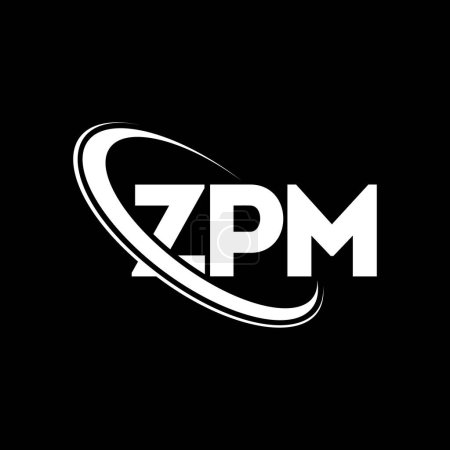 Illustration for ZPM logo. ZPM letter. ZPM letter logo design. Initials ZPM logo linked with circle and uppercase monogram logo. ZPM typography for technology, business and real estate brand. - Royalty Free Image