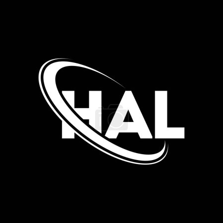 Ilustración de Logo de HAL. Carta HAL. Diseño del logotipo de la letra HAL. Logotipo inicial de HAL vinculado con el círculo y el logotipo del monograma en mayúsculas. Tipografía HAL para marca tecnológica, empresarial e inmobiliaria. - Imagen libre de derechos