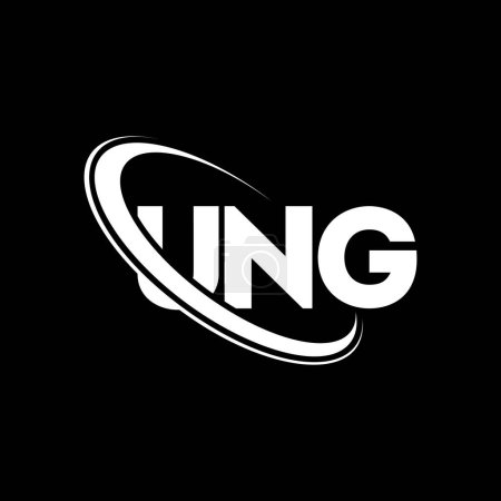 Illustration for UNG logo. UNG letter. UNG letter logo design. Initials UNG logo linked with circle and uppercase monogram logo. UNG typography for technology, business and real estate brand. - Royalty Free Image