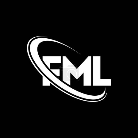 Illustration for FML logo. FML letter. FML letter logo design. Initials FML logo linked with circle and uppercase monogram logo. FML typography for technology, business and real estate brand. - Royalty Free Image
