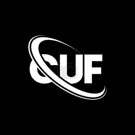 Ilustración de Logo CUF. Carta CUF. Diseño del logotipo de la letra CUF. Inicial logo CUF vinculado con círculo y logo monograma en mayúsculas. Tipografía CUF para marca tecnológica, empresarial e inmobiliaria. - Imagen libre de derechos