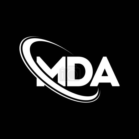 Illustration for MDA logo. MDA letter. MDA letter logo design. Initials MDA logo linked with circle and uppercase monogram logo. MDA typography for technology, business and real estate brand. - Royalty Free Image