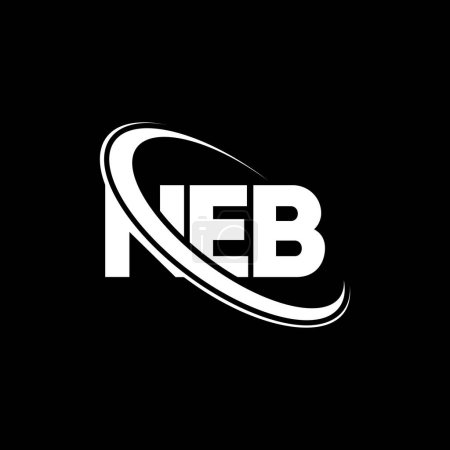 Illustration for NEB logo. NEB letter. NEB letter logo design. Initials NEB logo linked with circle and uppercase monogram logo. NEB typography for technology, business and real estate brand. - Royalty Free Image