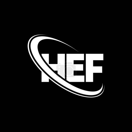 Ilustración de Logo de HEF. Carta de HEF. Diseño del logotipo de la letra HEF. Logotipo inicial de HEF vinculado con el logotipo del círculo y del monograma en mayúsculas. Tipografía HEF para marca tecnológica, empresarial e inmobiliaria. - Imagen libre de derechos