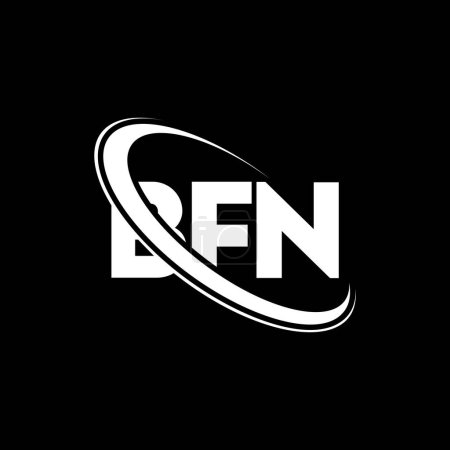 Ilustración de Logotipo BFN. Carta de la BFN. Diseño del logotipo de la letra BFN. Inicial logotipo BFN vinculado con el círculo y el logotipo del monograma en mayúsculas. Tipografía BFN para marca tecnológica, empresarial e inmobiliaria. - Imagen libre de derechos