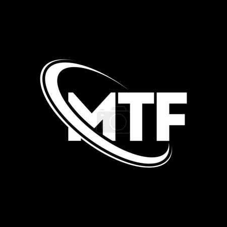 Ilustración de Logo MTF. Carta MTF. Diseño del logotipo de la letra MTF. Inicial logo MTF vinculado con círculo y logo monograma en mayúsculas. Tipografía MTF para marca tecnológica, empresarial e inmobiliaria. - Imagen libre de derechos