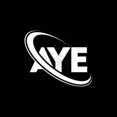 Illustration for AYE logo. AYE letter. AYE letter logo design. Initials AYE logo linked with circle and uppercase monogram logo. AYE typography for technology, business and real estate brand. - Royalty Free Image