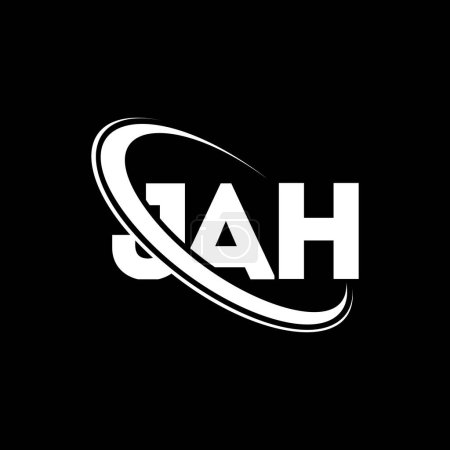 Ilustración de Logo de JAH. Carta de JAH. Diseño del logotipo de la letra JAH. Inicial logo JAH vinculado con círculo y logo monograma en mayúsculas. Tipografía JAH para marca tecnológica, empresarial e inmobiliaria. - Imagen libre de derechos