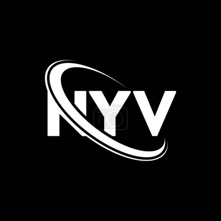 Ilustración de Logo de NYV. Carta de Nueva York. Diseño del logotipo de la letra NYV. Inicial logotipo NYV vinculado con círculo y el logotipo del monograma en mayúsculas. Tipografía de NYV para la marca tecnológica, empresarial e inmobiliaria. - Imagen libre de derechos