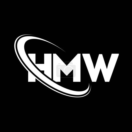 Illustration for HMW logo. HMW letter. HMW letter logo design. Initials HMW logo linked with circle and uppercase monogram logo. HMW typography for technology, business and real estate brand. - Royalty Free Image
