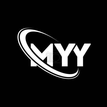 Ilustración de Logo de MYY. MYY carta. Diseño del logotipo de la letra MYY. Inicial logotipo de MYY vinculado con el círculo y el logotipo del monograma en mayúsculas. Tipografía MYY para marca tecnológica, empresarial e inmobiliaria. - Imagen libre de derechos