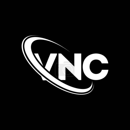 Ilustración de Logotipo VNC. Carta VNC. Diseño del logotipo de la carta VNC. Logotipo inicial de VNC vinculado con el círculo y el logotipo del monograma en mayúsculas. Tipografía VNC para marca tecnológica, empresarial e inmobiliaria. - Imagen libre de derechos