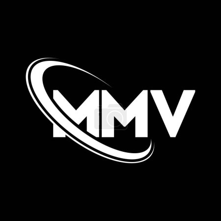 Ilustración de Logo MMV. Carta MMV. Diseño del logotipo de la letra MMV. Logo MMV inicial vinculado con el logotipo del círculo y del monograma en mayúsculas. Tipografía MMV para marca tecnológica, empresarial e inmobiliaria. - Imagen libre de derechos