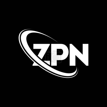 Illustration for ZPN logo. ZPN letter. ZPN letter logo design. Initials ZPN logo linked with circle and uppercase monogram logo. ZPN typography for technology, business and real estate brand. - Royalty Free Image