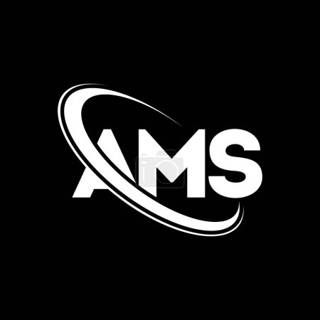 Illustration for AMS logo. AMS letter. AMS letter logo design. Initials AMS logo linked with circle and uppercase monogram logo. AMS typography for technology, business and real estate brand. - Royalty Free Image
