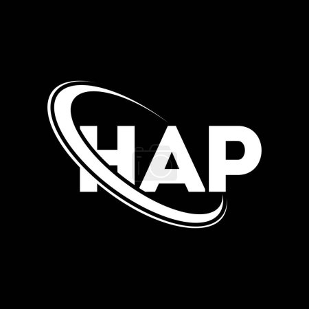 Illustration for HAP logo. HAP letter. HAP letter logo design. Initials HAP logo linked with circle and uppercase monogram logo. HAP typography for technology, business and real estate brand. - Royalty Free Image
