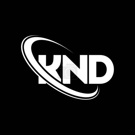 Ilustración de Logotipo KND. Carta de la KND. Diseño del logotipo de la letra KND. Logotipo inicial de KND vinculado con el círculo y el logotipo del monograma en mayúsculas. Tipografía KND para marca tecnológica, empresarial e inmobiliaria. - Imagen libre de derechos