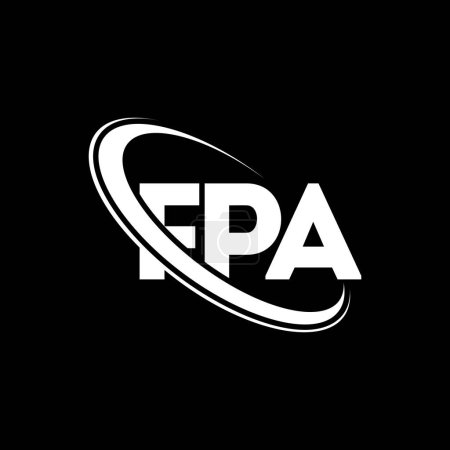 Ilustración de Logo de la FPA. Carta de la FPA. Diseño del logotipo de la letra FPA. Logo inicial del FPA vinculado con el logotipo del círculo y del monograma en mayúsculas. Tipografía FPA para marca tecnológica, empresarial e inmobiliaria. - Imagen libre de derechos