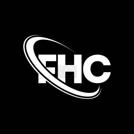 Ilustración de Logo de FHC. Carta de FHC. Diseño del logotipo de la letra FHC. Logotipo inicial de FHC vinculado con el círculo y el logotipo del monograma en mayúsculas. Tipografía FHC para marca tecnológica, empresarial e inmobiliaria. - Imagen libre de derechos
