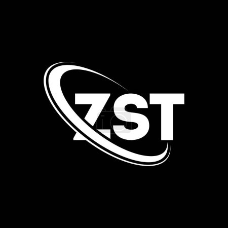 Ilustración de Logotipo ZST. Carta ZST. Diseño del logotipo de la letra ZST. Logotipo inicial de ZST vinculado con el círculo y el logotipo del monograma en mayúsculas. Tipografía ZST para marca tecnológica, empresarial e inmobiliaria. - Imagen libre de derechos