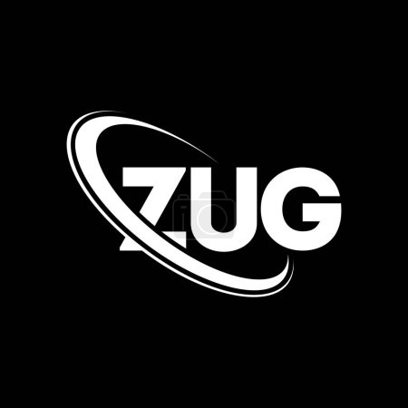 Ilustración de Logotipo ZUG. Carta ZUG. Diseño del logotipo de la letra ZUG. Inicial logotipo de ZUG vinculado con el círculo y el logotipo del monograma en mayúsculas. Tipografía ZUG para marca tecnológica, empresarial e inmobiliaria. - Imagen libre de derechos