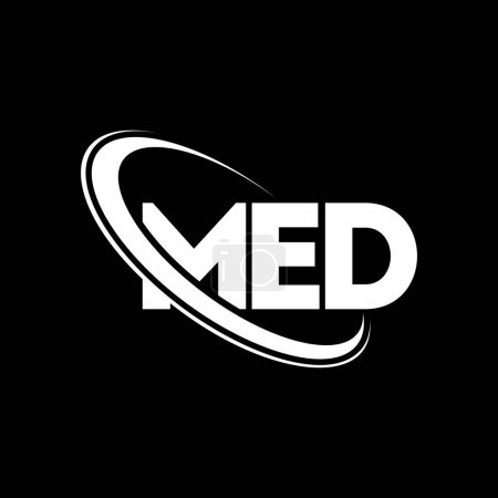 Illustration for MED logo. MED letter. MED letter logo design. Initials MED logo linked with circle and uppercase monogram logo. MED typography for technology, business and real estate brand. - Royalty Free Image