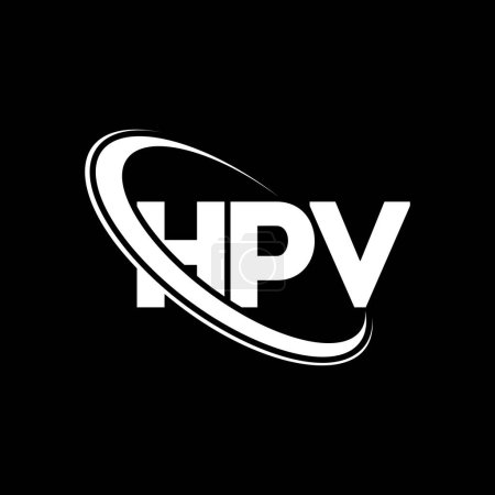 Illustration for HPV logo. HPV letter. HPV letter logo design. Initials HPV logo linked with circle and uppercase monogram logo. HPV typography for technology, business and real estate brand. - Royalty Free Image
