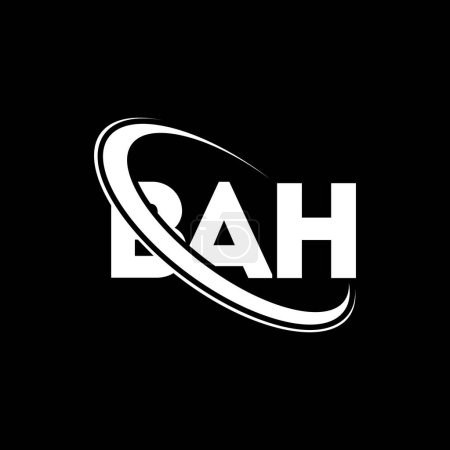 Ilustración de Logo de BAH. Carta de BAH. Diseño del logotipo de la letra BAH. Logotipo inicial de BAH vinculado con el círculo y el logotipo del monograma en mayúsculas. Tipografía BAH para marca tecnológica, empresarial e inmobiliaria. - Imagen libre de derechos