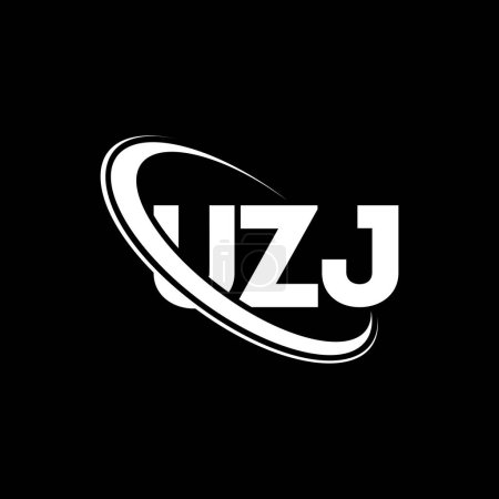Ilustración de Logo de UZJ. Carta de UZJ. Diseño del logotipo de la letra UZJ. Inicial logotipo de UZJ vinculado con el círculo y el logotipo del monograma en mayúsculas. Tipografía UZJ para marca tecnológica, empresarial e inmobiliaria. - Imagen libre de derechos