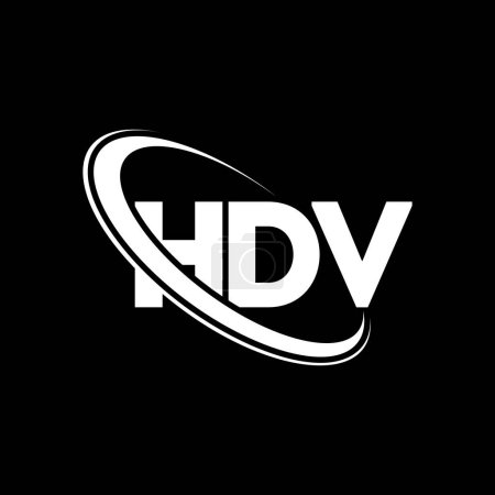 Ilustración de Logo HDV. Carta HDV. Diseño del logotipo de la letra HDV. Inicial logotipo HDV vinculado con el círculo y el logotipo monograma en mayúsculas. Tipografía HDV para marca tecnológica, empresarial e inmobiliaria. - Imagen libre de derechos