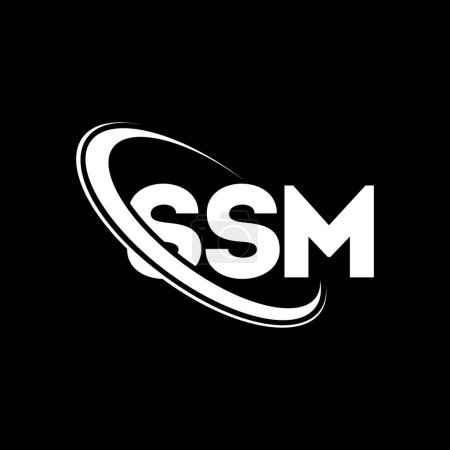 Ilustración de Logotipo SSM. Carta SSM. Diseño del logotipo de la letra SSM. Logotipo inicial de SSM vinculado con el círculo y el logotipo del monograma en mayúsculas. Tipografía SSM para marca tecnológica, empresarial e inmobiliaria. - Imagen libre de derechos