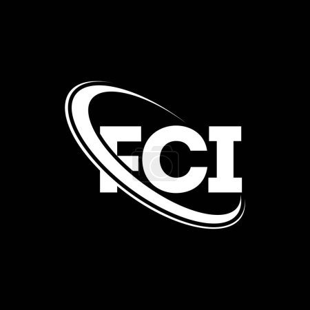 Ilustración de Logo de la FCI. Carta de la FCI. Diseño del logotipo de la carta FCI. Logo inicial de la FCI vinculado con el logotipo del círculo y del monograma en mayúsculas. Tipografía de la FCI para la marca tecnológica, empresarial e inmobiliaria. - Imagen libre de derechos
