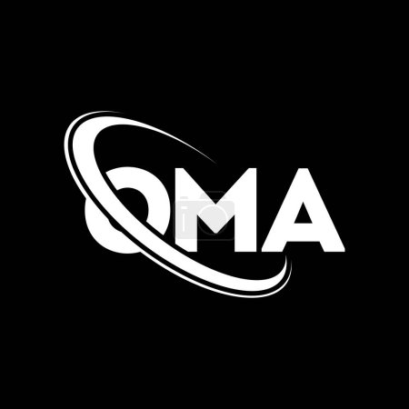 Illustration for OMA logo. OMA letter. OMA letter logo design. Initials OMA logo linked with circle and uppercase monogram logo. OMA typography for technology, business and real estate brand. - Royalty Free Image