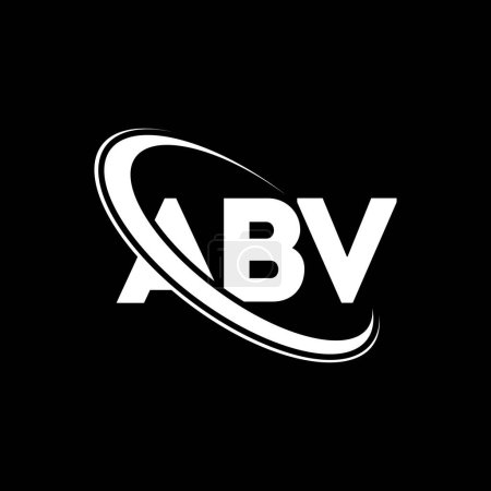 Ilustración de Logotipo ABV. Carta ABV. Diseño del logotipo de la letra ABV. Logo de Intials ABV vinculado con el logotipo del círculo y del monograma en mayúsculas. Tipografía ABV para marca tecnológica, empresarial e inmobiliaria. - Imagen libre de derechos