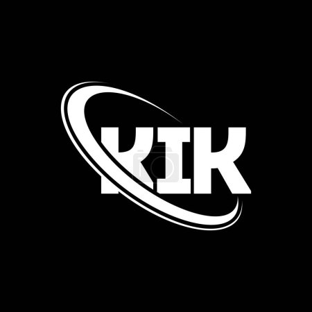 Ilustración de Logotipo KIK. Carta de KIK. Diseño del logotipo de la letra KIK. Logotipo inicial de KIK vinculado con el círculo y el logotipo del monograma en mayúsculas. Tipografía KIK para marca tecnológica, empresarial e inmobiliaria. - Imagen libre de derechos