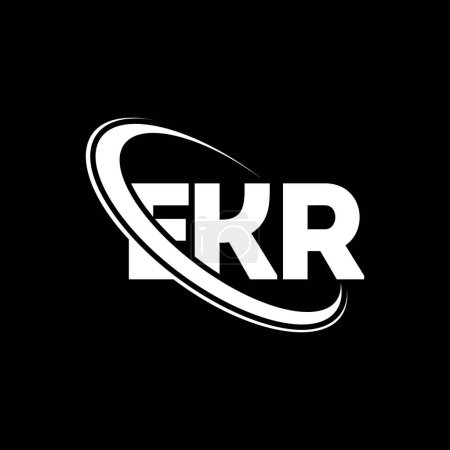 Illustration for EKR logo. EKR letter. EKR letter logo design. Initials EKR logo linked with circle and uppercase monogram logo. EKR typography for technology, business and real estate brand. - Royalty Free Image
